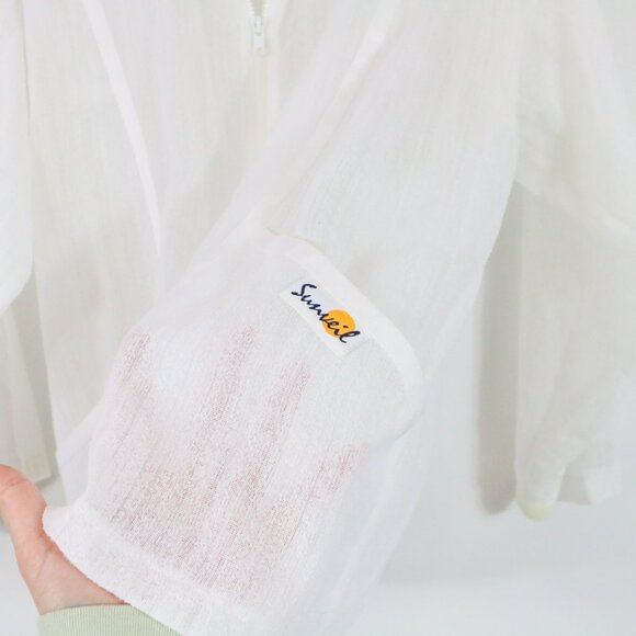 *Vintage Sunviel Mesh White Zip Up Sweater - Picture 7 of 8